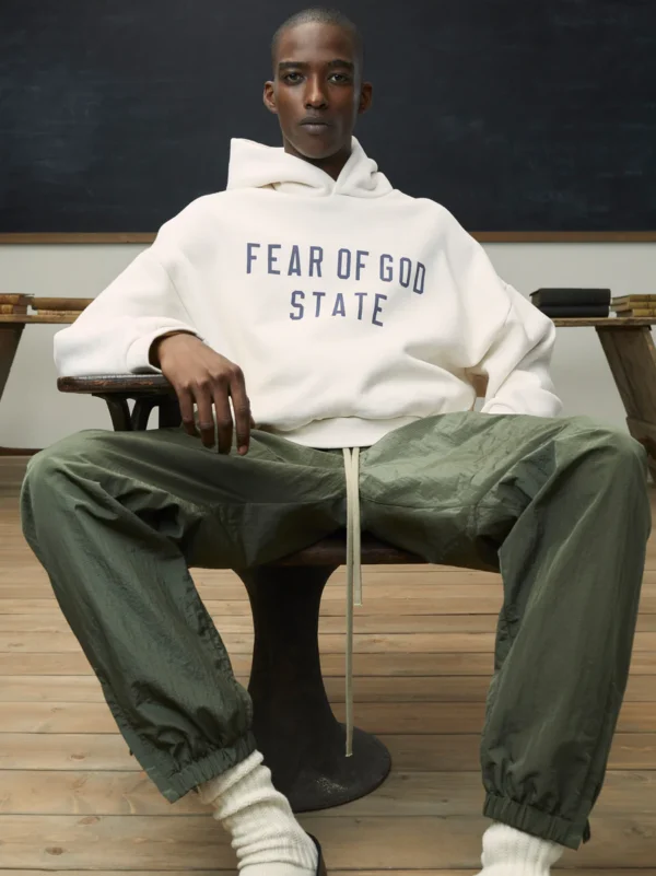 Essentials Fear of God Long Sleeve Cream Hoodie